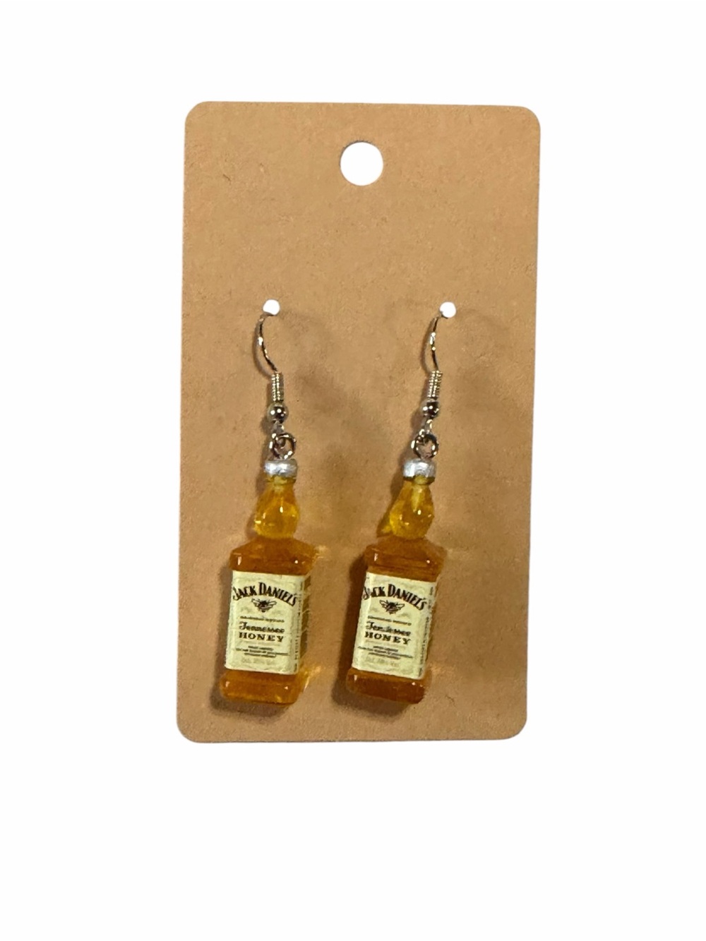 Novelty Honey Whiskey Bottle Dangle Earrings - Yellow